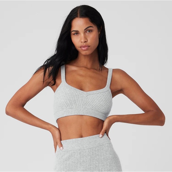 ALO Cashmere Plush Waffle V-Neck Bra - Picture 1 of 5